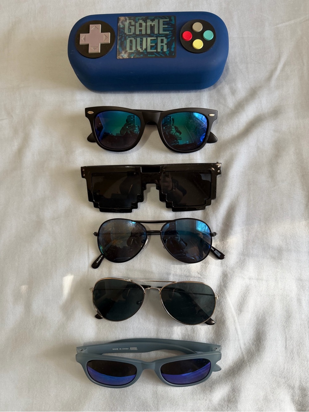 Kids Sunglasses Set with 'Game Over' Travel Case